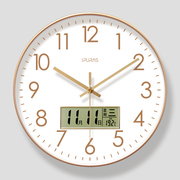 易普拉6514挂钟客厅钟表简约时尚数字时钟挂表现代静音扫秒石英钟