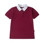 中小学生校服英伦风夏季短袖男女童幼儿园园服枣红色翻领上衣T恤