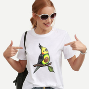 watercolorparrot水彩鹦鹉可爱卡通，短袖t恤女夏季胖mm欧美
