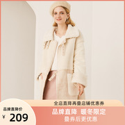 简朵羽绒服女冬季韩版时尚宽松羊羔毛拼接外套棉袄J95151