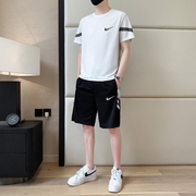 耐克顿冰丝休闲运动套装男士夏季短袖，t恤短裤薄款两件套一套搭配