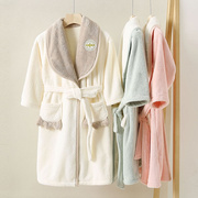 日本julipet儿童睡袍吸水速干秋冬季加厚浴衣，男女卡通珊瑚绒浴袍