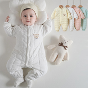 婴儿冬季连体衣男女童纯棉，棉服套装宝宝冬款保暖哈衣外出夹棉爬服