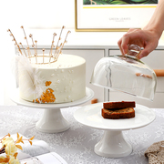 蛋糕托盘高脚面包展示托台带盖玻璃罩水果托盘，下午茶点心蛋糕架子