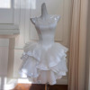 法式高品质婚纱礼服裙轻奢吊带，抹胸裙小个子小白裙，白色缎面连衣裙
