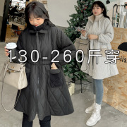 特大码女装200斤冬季保暖棉服240胖mm韩版宽松中长款立领棉衣外套