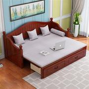 欧式实木沙发床推拉坐卧两用可折叠1.5米1.2多功能小户型双人1.8