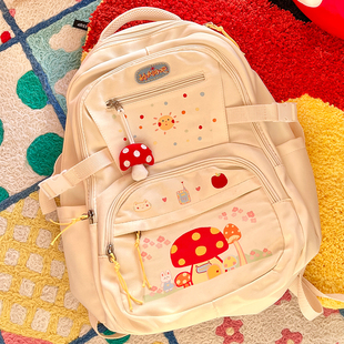 种太阳吧 原创彩色印花双肩包女可爱甜美小众学生书包背包旅行包