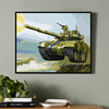 送男友礼物创意油画手绘diy数字填色卧室，现代装饰画飞机坦克战舰