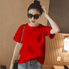 红色t恤女短袖夏季2023年棉质体恤韩版ins潮网红半袖宽松上衣