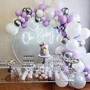 紫色气球花环套装薰衣草金属银，气球白色派对生日，婚礼派对聚会装饰