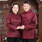 中国风秋冬款中老年情侣装唐装男套装爷爷奶奶生日过寿星棉服外套
