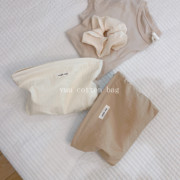 YUU布包文艺素色棉条纹手袋手拿包纯棉化妆包大容量便捷收纳