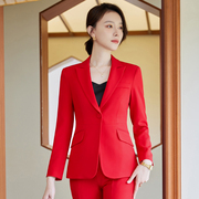 大红色小西装套装女长袖西服上衣韩版时尚气质职业正装春秋季