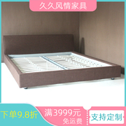 布艺床来图定制 时尚咖啡色床 1.5米床 1.8米现代简约软床
