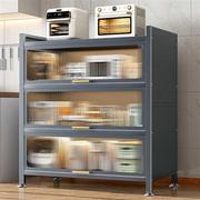帅仕厨房置物架落地多层家用收纳柜子多功能微波炉烤箱储物柜橱柜