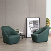 AF意式极简真皮休闲椅现代简约单人沙发椅城市之窗沙发墨绿色