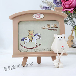 润华年韩版标准7寸儿童相框兔子横款屋形卡通相架摆台装饰影楼生