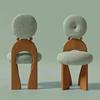 。设计师耳环椅羊羔绒高靠背(高靠背)餐椅卧室，化妆凳复古实木梳妆台异形椅