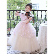 儿童礼服高端甜美花童森系公主裙主持人女孩，小提琴钢琴演奏演出服