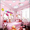 3d卡通儿童房壁纸粉色公主房女孩卧室床头背景墙墙纸hellokitty猫