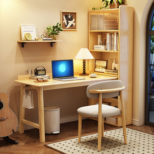 简约书柜卧室电脑桌书桌学生家用现代实木成人拐角写字台办公一体