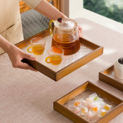 餐盘酒店早餐托盘家用长方形放茶具水杯子竹质茶盘餐厅水果盘客厅