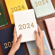 日程本2024年一日一页计划表时间轴日历记事本，商务简约ins工作日志，学习考研日记效率手册笔记本子365天手账本