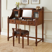 梵圣美居梳妆台实木，翻盖美式橡胶木，化妆桌卧室书桌一体