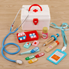 儿童木制小医生扮演玩具套装，女孩医疗箱护士，打针工具过家家听诊器
