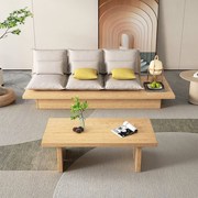 小户型日式原木风实木布艺沙发床侘寂风简约现代带抽屉储物沙发