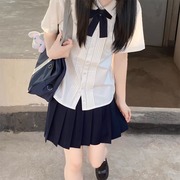 jk制服套装附中校服风琴褶，短袖白色衬衫女士，春夏季学生学院风上衣