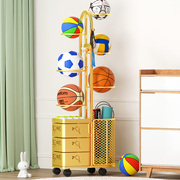家用篮球收纳架足球排球羽毛球运动健身器材摆放室内收纳筐置物架