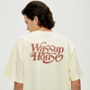 wassuphouse美式衬线体t恤衫印花国潮牌百搭纯棉上衣，夏情侣(夏情侣)男装女