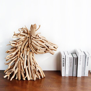 漂流木手工北欧风实木质，大小马头摆件桌面，室内办公客厅客厅装饰