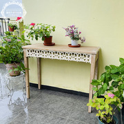 定制美式法式乡村复古雕花装饰长条花架桌 阳台花园户外室内装饰
