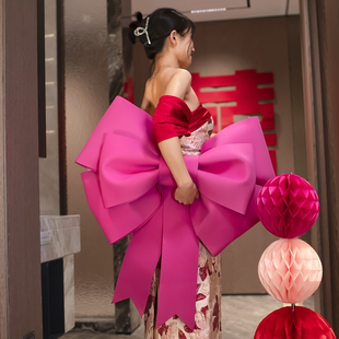 ins网红蝴蝶结婚房装饰结婚婚礼房间拍照布置红色，eva材质材料包