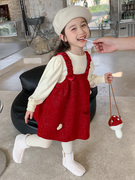 女童套装秋冬季2023时髦过年冬装女宝宝加厚洋气冬款儿童红色