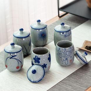 陶瓷日式青花瓷茶具手绘杯子茶碗复古单个主人杯大号茶水杯180ml
