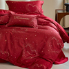 浪漫星空新婚庆(新婚庆，)床上四件套全棉100s印花爱心，红色结婚被套床单床笠