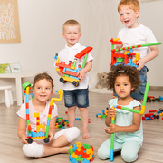 poly-m积木儿童消防主题积木，套装安全大号，拼插益智力创意搭建玩具