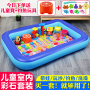 彩石沙儿童沙池室内玩具，池决明子沙池套装充气沙滩池宝宝家用围栏