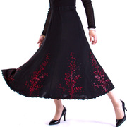 中年女装镶钻黑色大码半身裙夏季冰丝宽松长裙显瘦大摆裙长款
