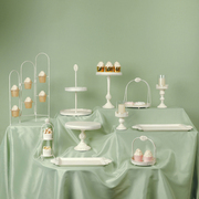 欧式复古白色甜品台摆件，婚礼摆台装饰展示架，纸杯蛋糕架子茶歇托盘