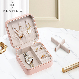 VLANDO便携式首饰盒女公主欧式韩国饰品收纳旅行小巧耳环钉戒指盒