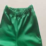 中小学生春秋绿色裤子拼接白杠加黄杠杠(黄杠杠)宽松直筒运动校服长裤