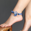 民族风女款子性感气质手工编织复古脚踝链蓝色性感的脚链