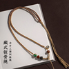 藏式手搓棉项链绳可横穿天珠唐卡黄金挂件绳吊坠绳手工编锁骨链绳