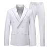 2023年大码西服男商务西装两件套双排扣白色新郎结婚礼服套装