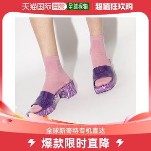 香港直邮GucciGUCCI 女士紫色皮革露趾高跟拖鞋 700989-JFM00-523